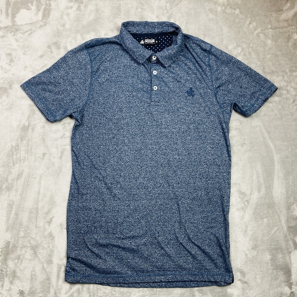 Rugby University Mens Polo Shirt Medium‎ Short Sleeve Blue Comfort Fit Collared